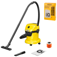 Моющий пылесос KARCHER WD3 1.628-122.01 + Фильтр 2.863-314.0 1000 Вт / Черный Желтый