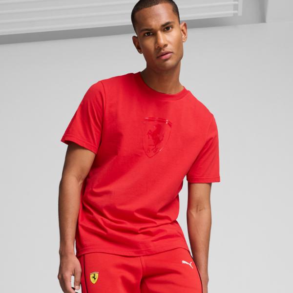Tricou pentru bărbați Puma Ferrari Race Tonal Big Shield Tee 100% bumbac/ Red photo 2