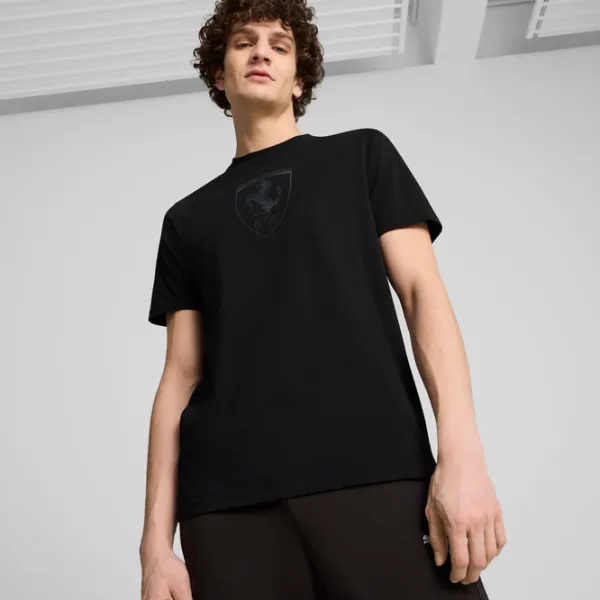 Футболка для мужчин Puma Ferrari Race Tonal Big Shield Tee 100% хлопок/ Black photo 2