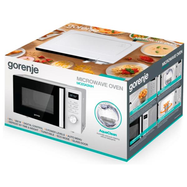 Cuptor cu microunde Gorenje MO20A3WH Standart/ 800 W/ White photo 2