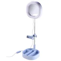 Lampă circulară Cellularline Selfie Ring Mirror 152 mm Light Blue photo 2