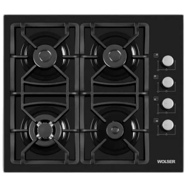 Газовая варочная панель Wolser WL-F 6401 GT IC FFD Закаленное стекло/ Black photo 1