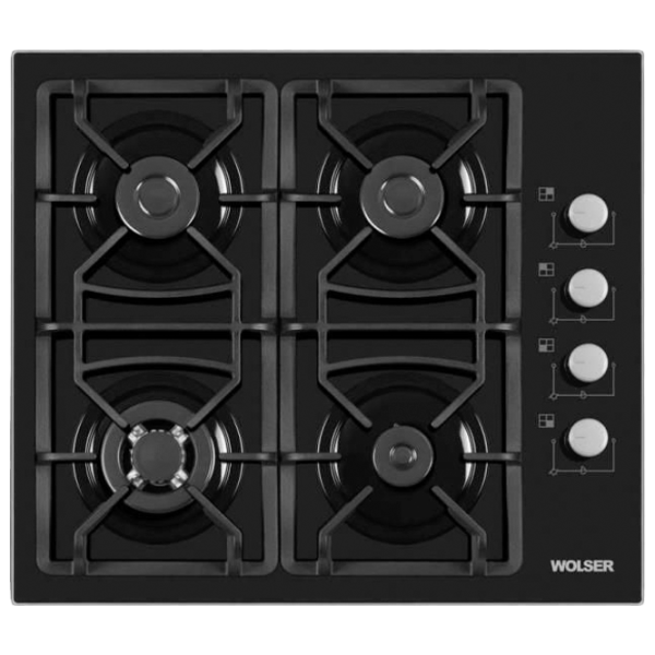 Газовая варочная панель Wolser WL-F 6401 GT IC FFD Закаленное стекло/ Black photo 1