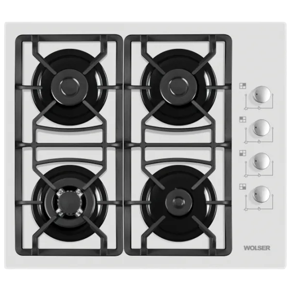 Plită încorporabilă pe gaz Wolser WL-F 6401 GT IC Sticlă călită/ White photo 1