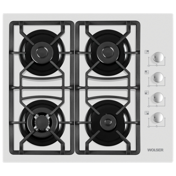 Plită încorporabilă pe gaz Wolser WL-F 6401 GT IC Sticlă călită/ White photo 1