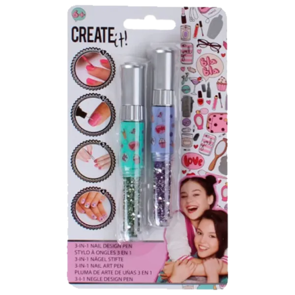 Set de creație Create it 3-In-1 Nail Design Pen 84100 6+/ Multicolor Pink photo 1