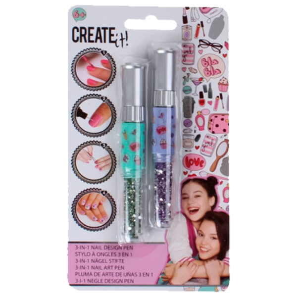 Set de creație Create it 3-In-1 Nail Design Pen 84100 6+/ Multicolor Pink photo 1