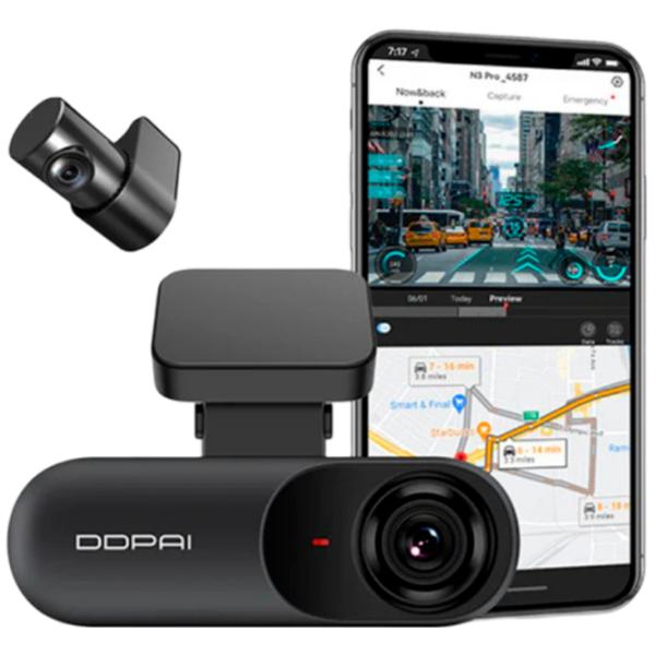 Видеорегистратор DDPai N3 Pro GPS Dash Cam+ Rear Cam (RC1) CMOS/ Black photo 7