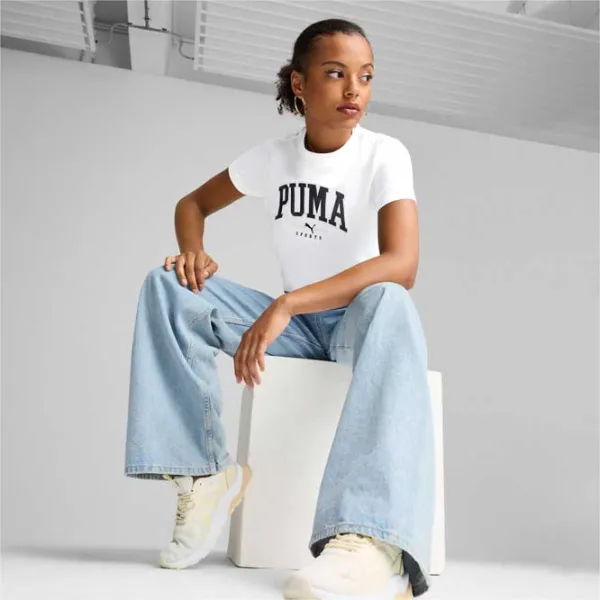 Tricou pentru femei Puma Squad Graphic Tee 100% bumbac/ White photo 5