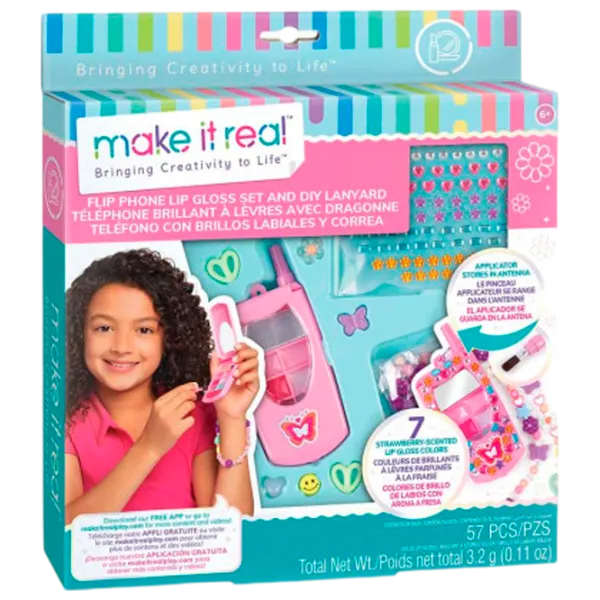 Креативный набор Make It Real Applicator Stories in Antenna Flip Phone Lip Gloss Set and DIY Lanyard 2329M 6+/ Разноцветный Зеленый photo 1