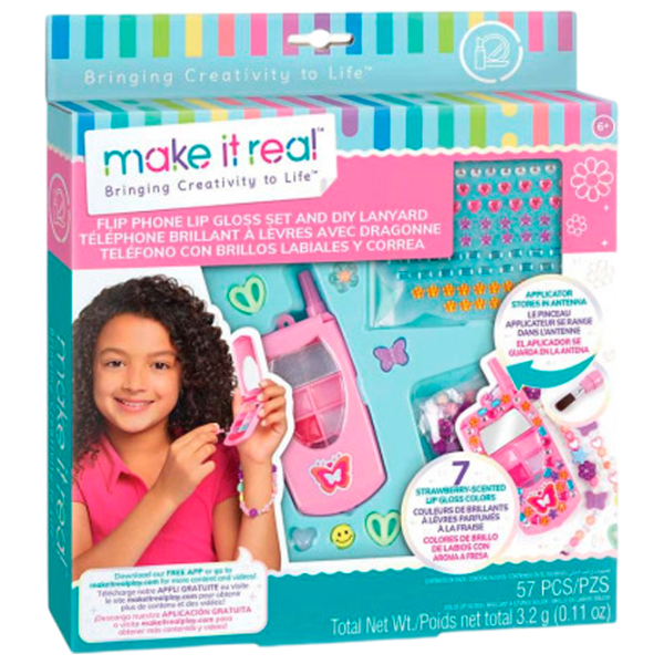 Креативный набор Make It Real Applicator Stories in Antenna Flip Phone Lip Gloss Set and DIY Lanyard 2329M 6+/ Разноцветный Зеленый photo 1