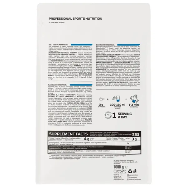 Creatină OstroVit Creatine Monohydrate (5903933917894) 1000 g photo 3 Creatină OstroVit Creatine Monohydrate (5903933917894) 1000 g photo 3