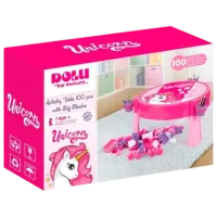 Столик с конструктором Dolu Unicorn Классический/ Розовый