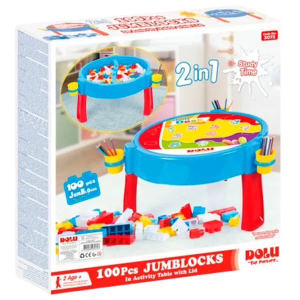 Măsuță cu constructor Dolu Study Time 2In1 Clasic/ Multicolor photo 1