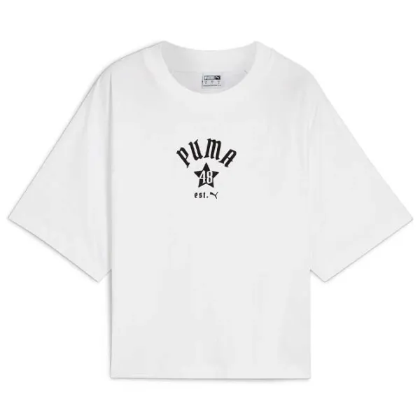 Tricou pentru femei Puma Play Loud Classics Relaxed Tee 100% bumbac/ White photo 1