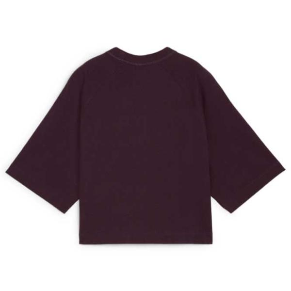 Tricou pentru femei Puma Classics + Oversized Tee 100% bumbac/ Bordo photo 2