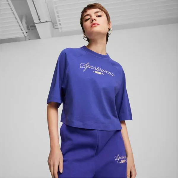 Футболка для женщин Puma Classics + Oversized Tee 100% хлопок/ Синий photo 3
