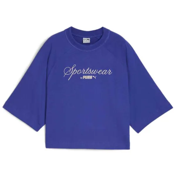 Tricou pentru femei Puma Classics + Oversized Tee 100% bumbac/ Blue photo 1