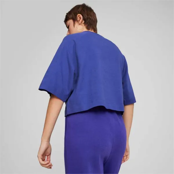 Tricou pentru femei Puma Classics + Oversized Tee 100% bumbac/ Blue photo 4