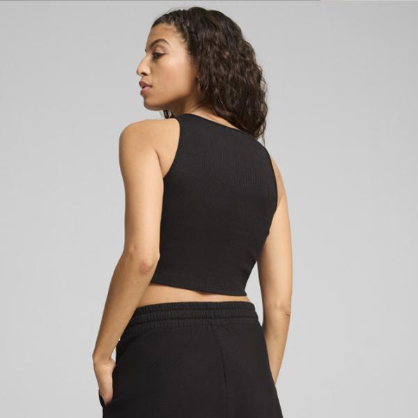 Bustieră pentru femei Puma Classics Ribbed Crop Black photo 3
