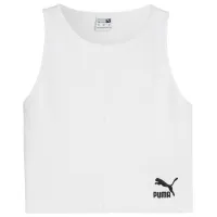 Bustieră pentru femei Puma Classics Ribbed Crop White