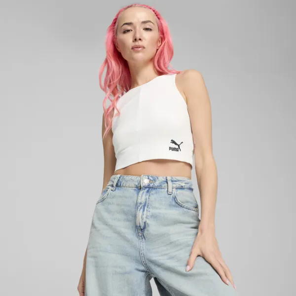Bustieră pentru femei Puma Classics Ribbed Crop White photo 2