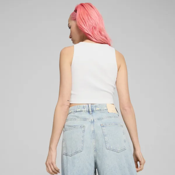 Bustieră pentru femei Puma Classics Ribbed Crop White photo 3