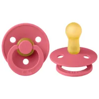 Suzetă cu tetina rotundă Bibs Colour 200262C  Pentru fetițe / 6 luni - 18 luni / Latex / Coral