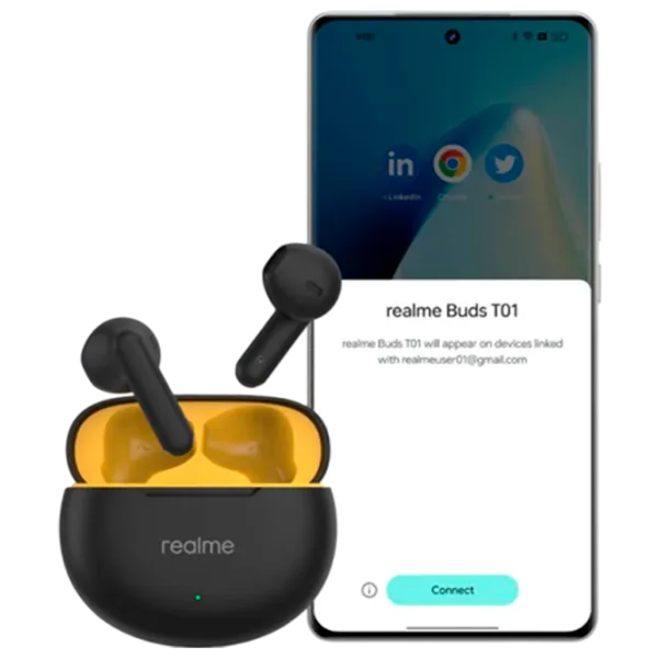 Наушники Realme Buds T01 Желтый Черный Беспроводные/ Персональный photo 5 Наушники Realme Buds T01 Желтый Черный Беспроводные/ Персональный photo 5