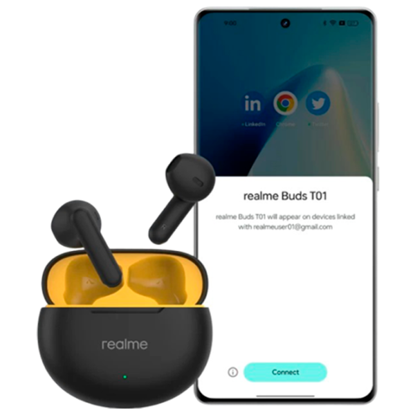 Наушники Realme Buds T01 Желтый Черный Беспроводные/ Персональный photo 5 Наушники Realme Buds T01 Желтый Черный Беспроводные/ Персональный photo 5