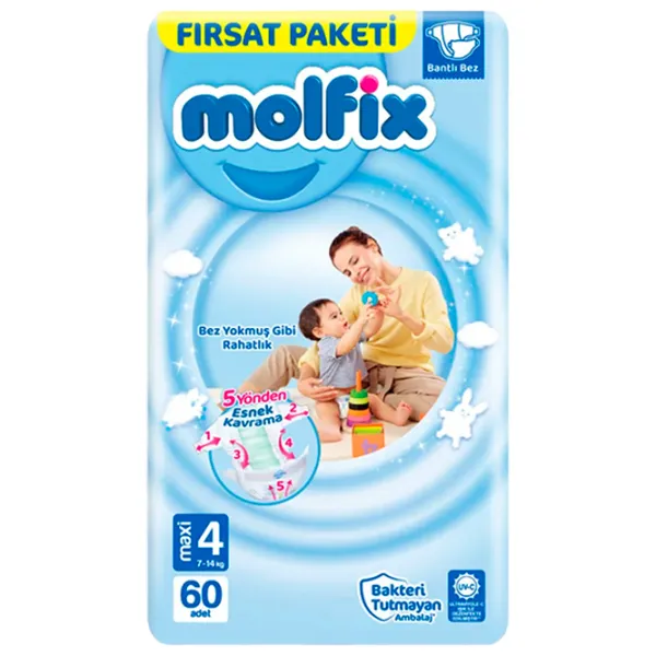 Scutece pentru copii Molfix Maxi 4 7 - 14 kg / 60 buc. photo 1