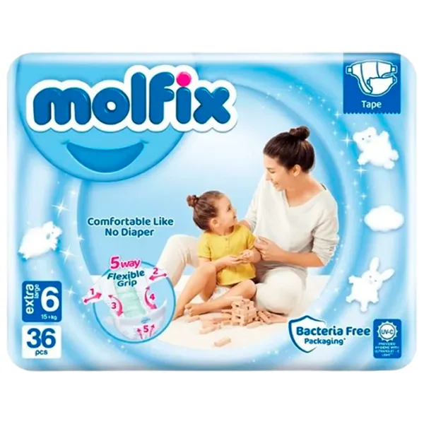 Scutece pentru copii Molfix Extra Large 6 15+ kg / 36 buc. photo 1
