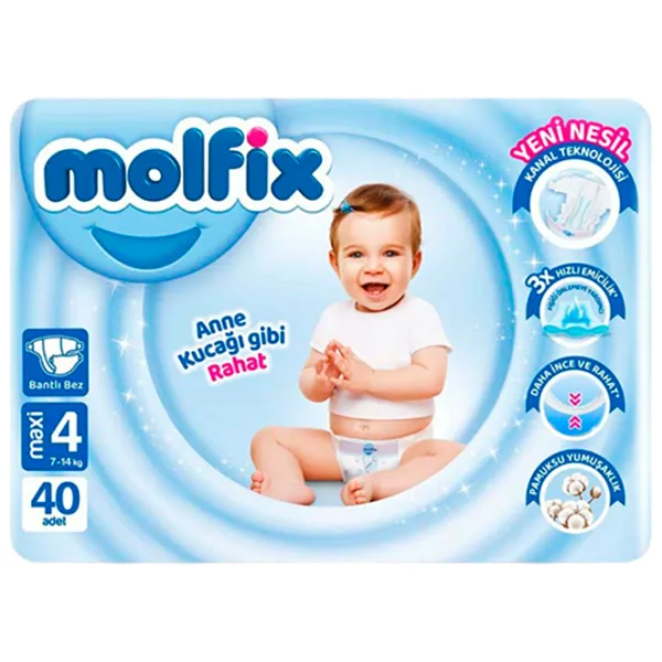 Scutece pentru copii Molfix Maxi 4 7 - 14 kg / 40 buc. photo 1