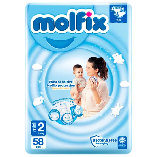 Scutece pentru copii Molfix Mini 2 3 - 6 kg / 58 buc. photo 1