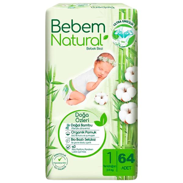 Scutece pentru copii Bebem Natural Mini 1 2 - 5 kg / 64 Buc. photo 1 Scutece pentru copii Bebem Natural Mini 1 2 - 5 kg / 64 Buc. photo 1