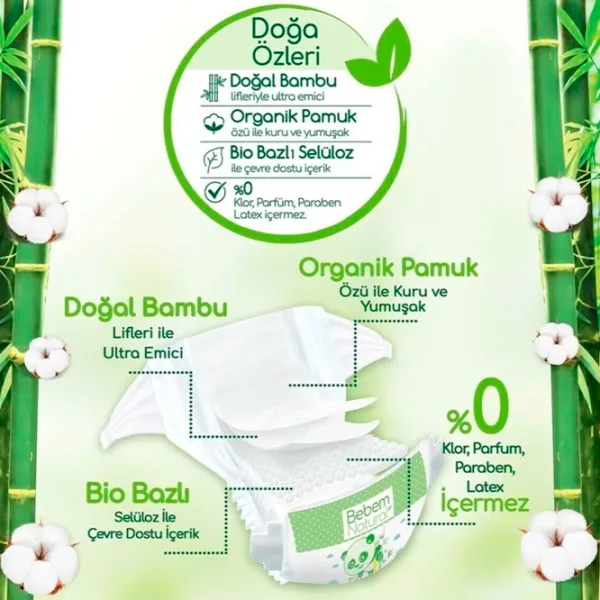 Scutece pentru copii Bebem Natural Mini 1 2 - 5 kg / 64 Buc. photo 3 Scutece pentru copii Bebem Natural Mini 1 2 - 5 kg / 64 Buc. photo 3