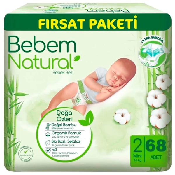 Scutece pentru copii Bebem Natural Mini 2 3 - 6 kg / 68 buc. photo 1 Scutece pentru copii Bebem Natural Mini 2 3 - 6 kg / 68 buc. photo 1