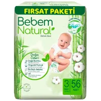 Scutece pentru copii Bebem Natural Midi 3 4 - 9 kg / 56 buc.