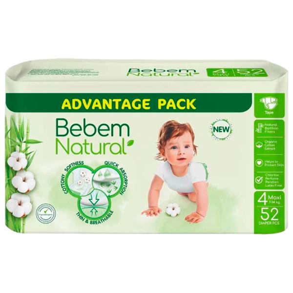 Scutece pentru copii Bebem Natural Maxi 4 7 - 14 kg / 52 buc. photo 1 Scutece pentru copii Bebem Natural Maxi 4 7 - 14 kg / 52 buc. photo 1