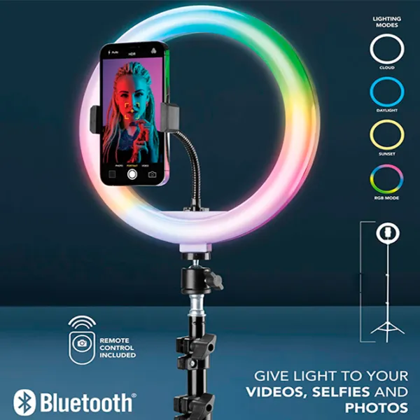Кольцевая лампа Cellularline Selfie Ring Pro Multicolor 254 мм Черный photo 9