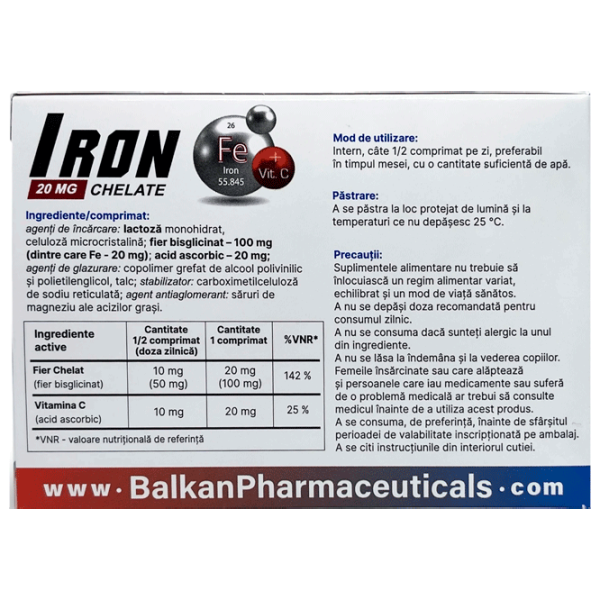 Vitamine și minerale Balkan Pharmaceuticals Iron chelate (4840982012266) 60 photo 2 Vitamine și minerale Balkan Pharmaceuticals Iron chelate (4840982012266) 60 photo 2