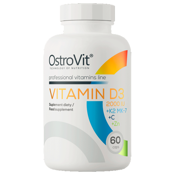 Vitamine și minerale OstroVit Vitamin D3 2000+K2 MK7+VC+Zinc (5903933900407) 60 photo 1