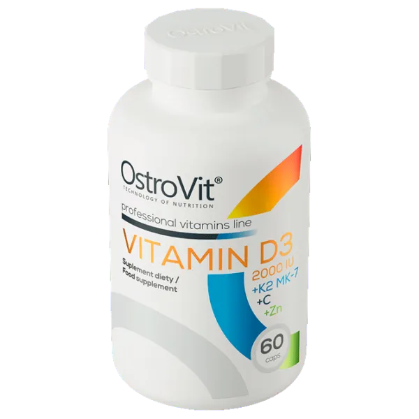 Vitamine și minerale OstroVit Vitamin D3 2000+K2 MK7+VC+Zinc (5903933900407) 60 photo 2
