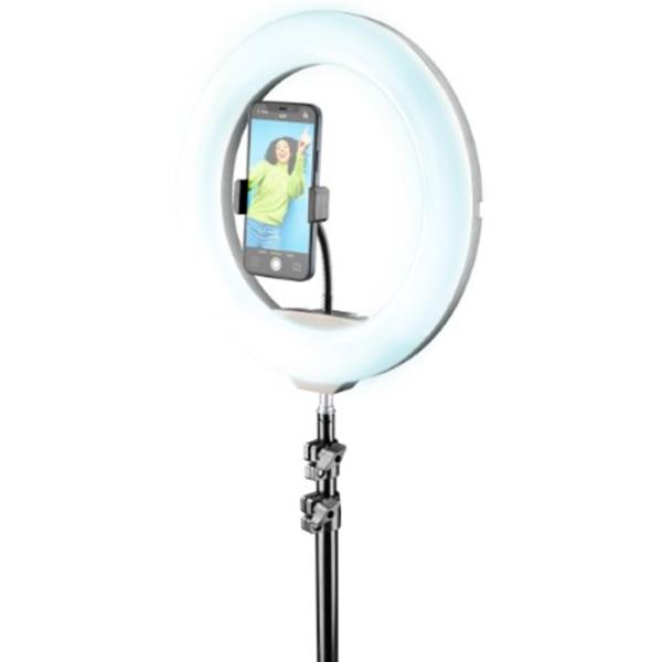 Штатив с круглой лампой Cellularline Selfie Ring Pro 330 мм Черный photo 4