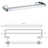 Suport prosop Bemeta Solo dublu L-600 139104052 Inox photo 2