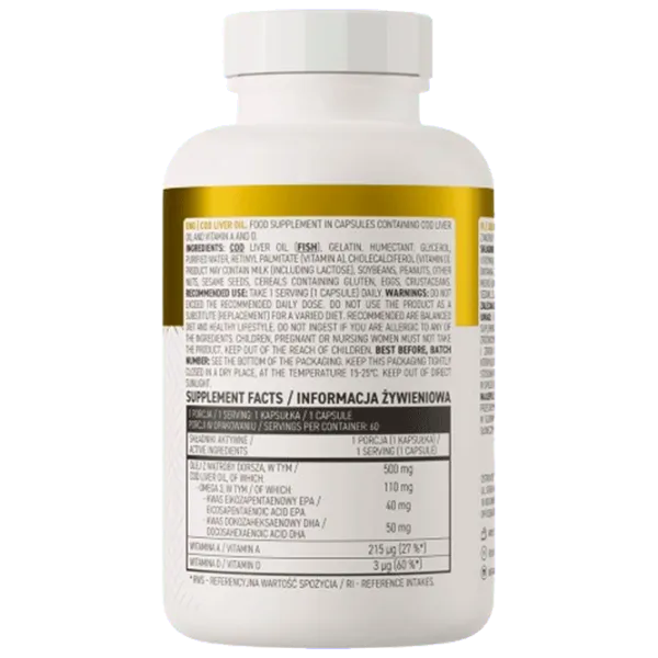 Витамины и минералы OstroVit Cod liver oil (5903246222920) 60 photo 3 Витамины и минералы OstroVit Cod liver oil (5903246222920) 60 photo 3