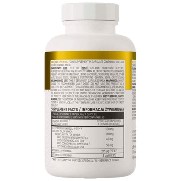 Витамины и минералы OstroVit Cod liver oil (5903246222920) 60 photo 3 Витамины и минералы OstroVit Cod liver oil (5903246222920) 60 photo 3
