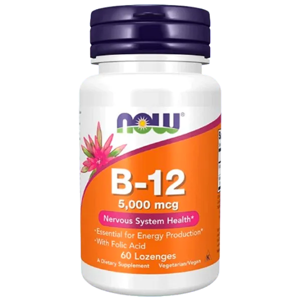 Vitamine și minerale Now Foods B-12 5000mg + FOLIC (733739004628) 60 photo 1 Vitamine și minerale Now Foods B-12 5000mg + FOLIC (733739004628) 60 photo 1
