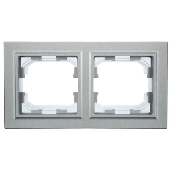 Ramă pentru priză și întrerupătoar IEK BR-M22-44-K47 Silver / 2 photo 1