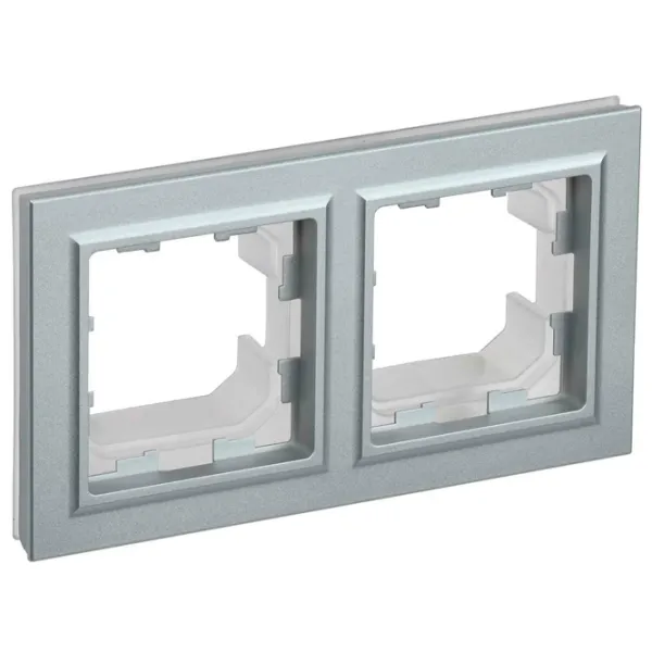 Ramă pentru priză și întrerupătoar IEK BR-M22-44-K47 Silver / 2 photo 4